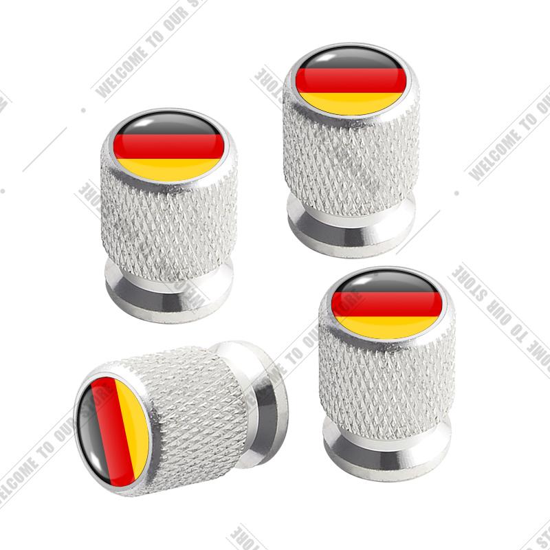 Cqdjvy1 Auto CNC Aluminium Duitsland Italië Frankrijk Driekleurige Vlag Embleem Voor Citroen Peugeot Fiat Kia 4 stuks Bandenventiel Luchtpoort Stuurpen Afdekdoppen