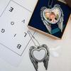 6 Set Sublimation Angel Wing Ornament Blanks Metal Love Heart Pendant Personalized Car Hanging Ornaments with Blank Photo for Home Window DIY Picture