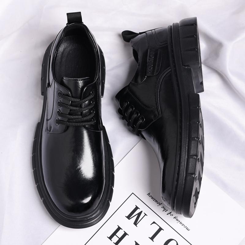 Fashion High End Brand Men's Leather Casual Shoes Thick Soled Wear-resistant Lace Up Men's Oxford Shoes Outdoor Trendy Workwear Shoes