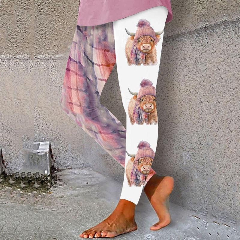 Women's High Waist Yoga Leggings Slim Fit Streetwear Cat Digital Print Stretch Fitness Workout Pants