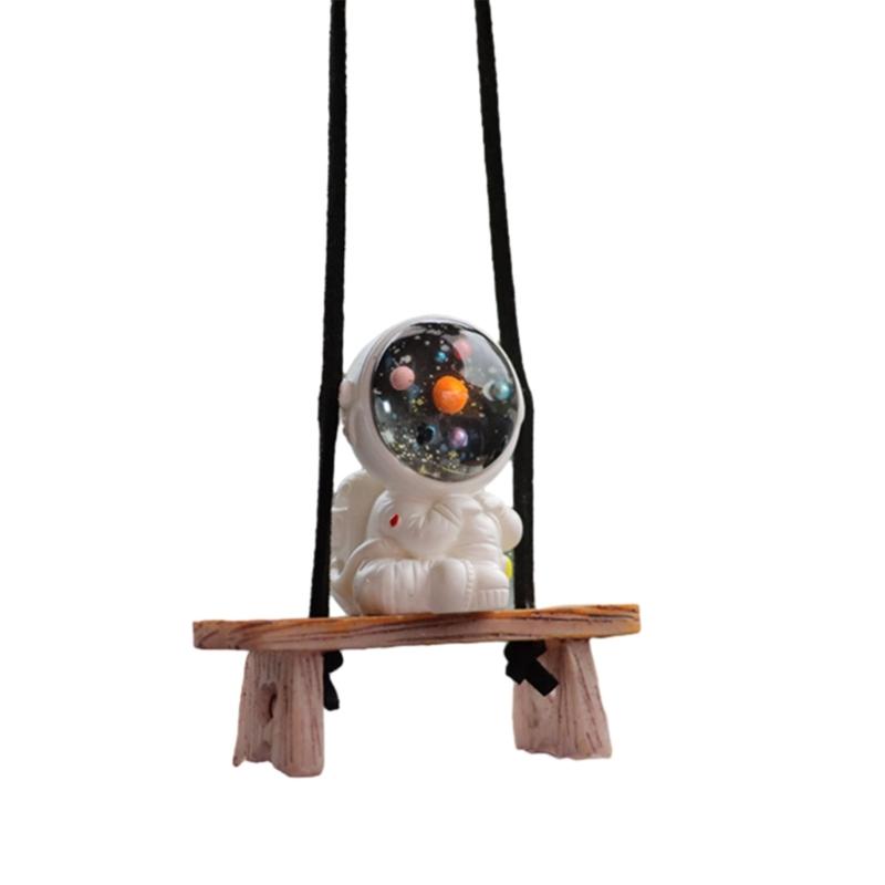 Swing Astronaut Shaped Car Pendant Cartoon Car Rear View Mirrors Hanging Ornaments Resin Interior Decoration