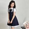 Elegante Vestito Estivo da Bambina con Fiocco e Gonna a Camicia a Maniche Corte