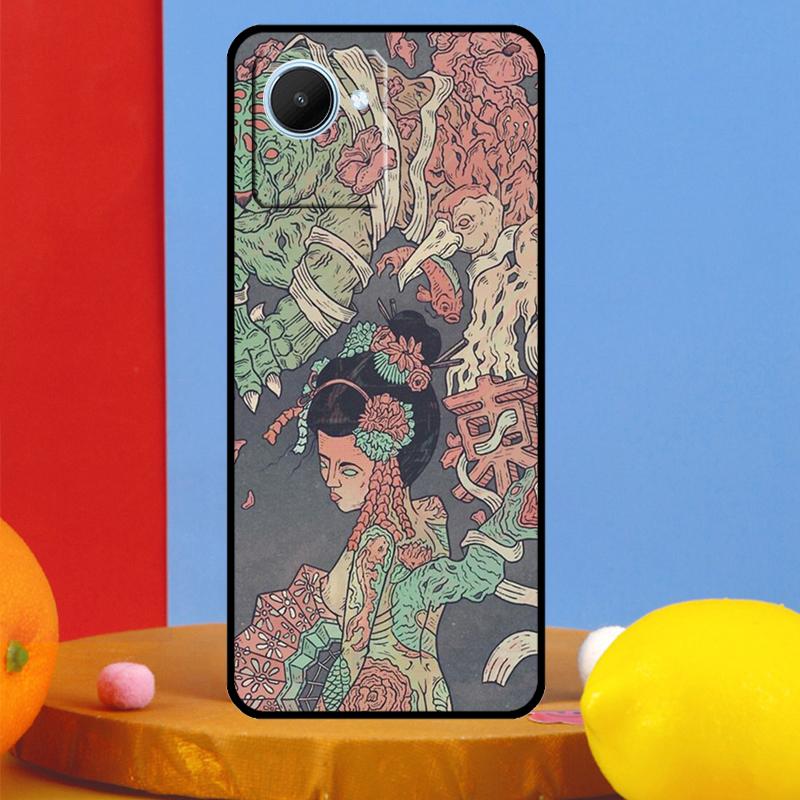 Japanese Geisha For Realme GT7 Pro GT6 10 11 12 13 14 15 Pro Plus C55 C67 C63 C61 C53 C35 C65 C75 C71 Case