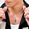 Vnox Stainless Steel Geometric Dog Tag Pendant Necklace for Men, Cubic Zirconia Box Chain Jewelry, Punk Style Hip Hop Necklaces