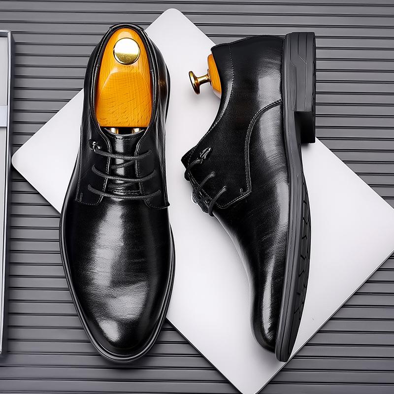 Versatile Mens Business Leather Shoes Fashion Lace-up Derby Shoes Comfortable Male Oxford Shoes Outdoor Sneakers Casual Footwear