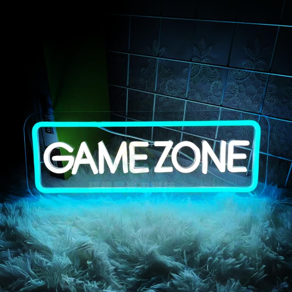

EdisonBrain Neon Sign Game Zone LED Gamer Neon Light Wall Hanging USB Powered Pub Game Room Decor Friends Kids Gift [GAME ZONE] чистий