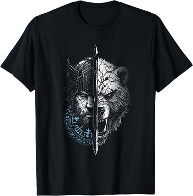 NEW Berserk Bear Warrior Odin Runes Norse Compass Viking T-Shirt S-4XL Unisex T-Shirt Graphic Tee