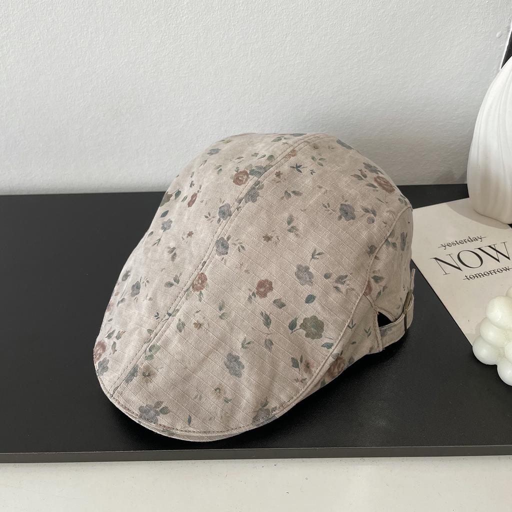 2026 Spring New Retro Printing Forward Hat Women Fashion Trend Casual Thin Temperament Beret Cap