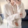 Women's 100% Pure Wool Half-High Collar Cable Knit Cardigan - Loose Long Sleeve Trendy Sweater for Autumn/Winter