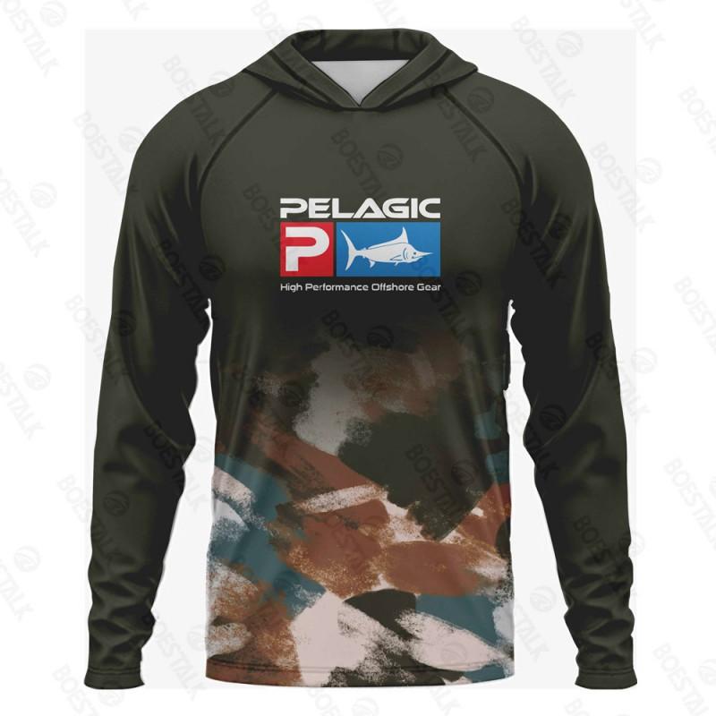 PELAGIC Langarm-Fischer-Hoodie UV-Schutz Atmungsaktiv Schnelltrocknend Bekleidung Herren
