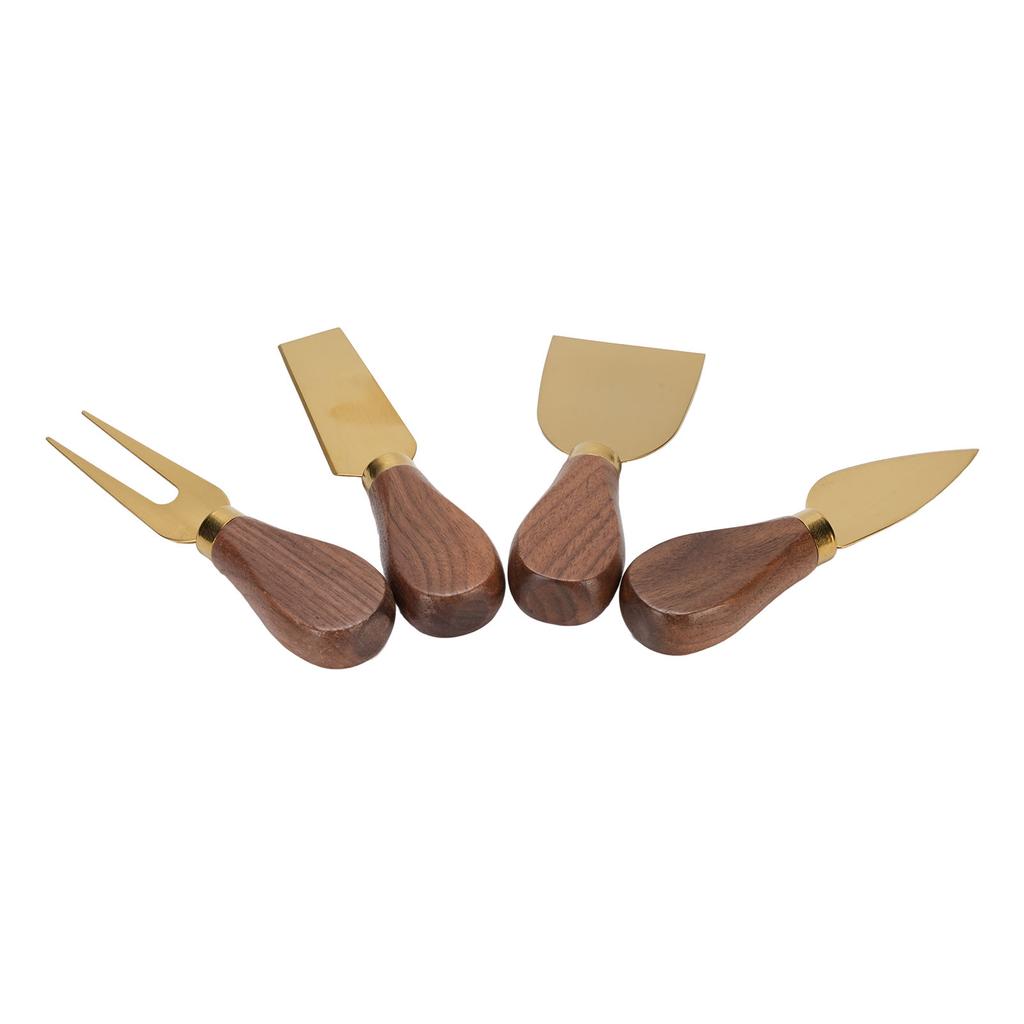 Käsewerkzeug-Set aus Edelstahl mit Holzgriff Käseschneider Käsegabel Streichmesser zum Schneiden Servieren Charcuterie-Brett Zubehör