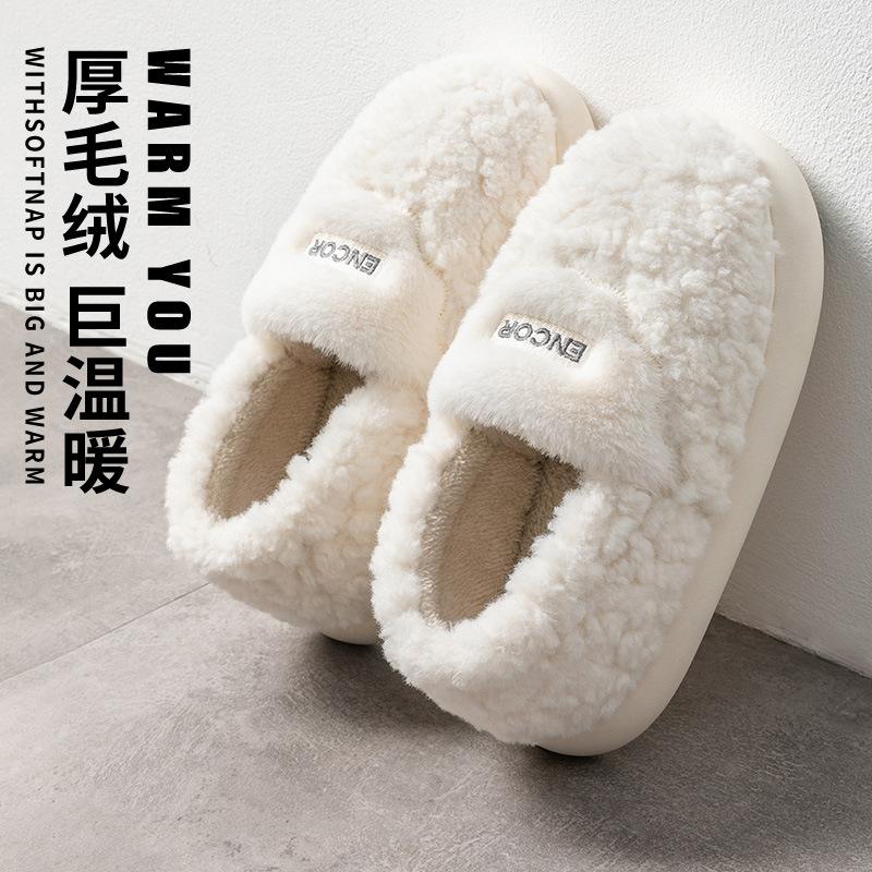Cotton Slippers Women's Winter Bag Heel 2025 New Home Indoor Couple Plush Warm Cotton Shoes Men