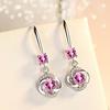 Silver 925 Jewelry Earrings Sapphire Siver Korean Ear Jewelry White/Blue/Pink Party Dating Gift Earrings