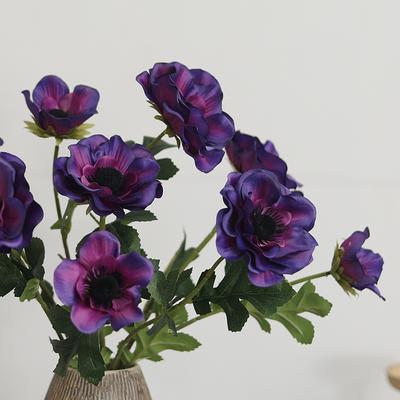 Neue 3 Köpfe Anemone Kunstblumen Seidenmohn Künstliche Blumen Party Hochzeitsdekoration Weihnachten Heimdeko Kranzzubehör