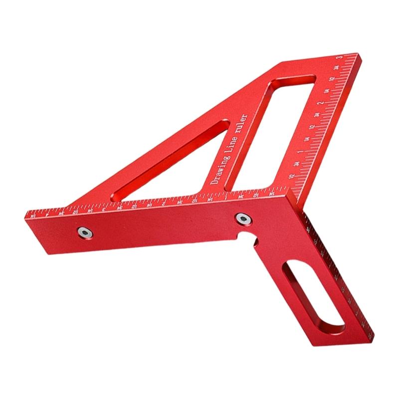 652F Double Scale Aluminum Triangles Ruler Square Angles Finders 45 90 Degree for Carpentry Woodworking Accurate Measurements