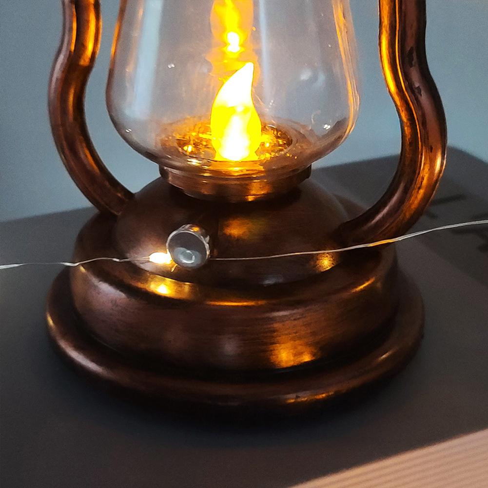 Solar Powered Vintage Hanging Light Portable Old-Fashioned Kerosene Lamp 300mAh Built-In Battery Courtyard Garden Decor
