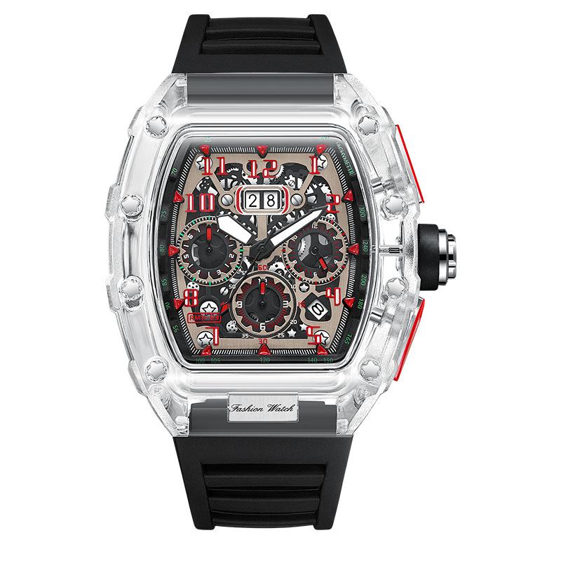 

Новые часы мужские спортивные модные часы многофункциональные кварцевые часы бочкообразные мужские часы