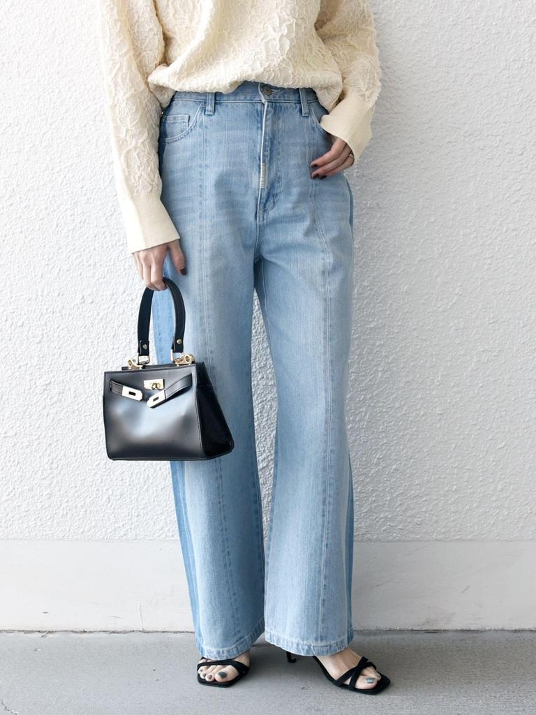 Ships Any Machine Washable Sideline Straight Wide Denim Pants, 723100084, Sky Blue, Size 38