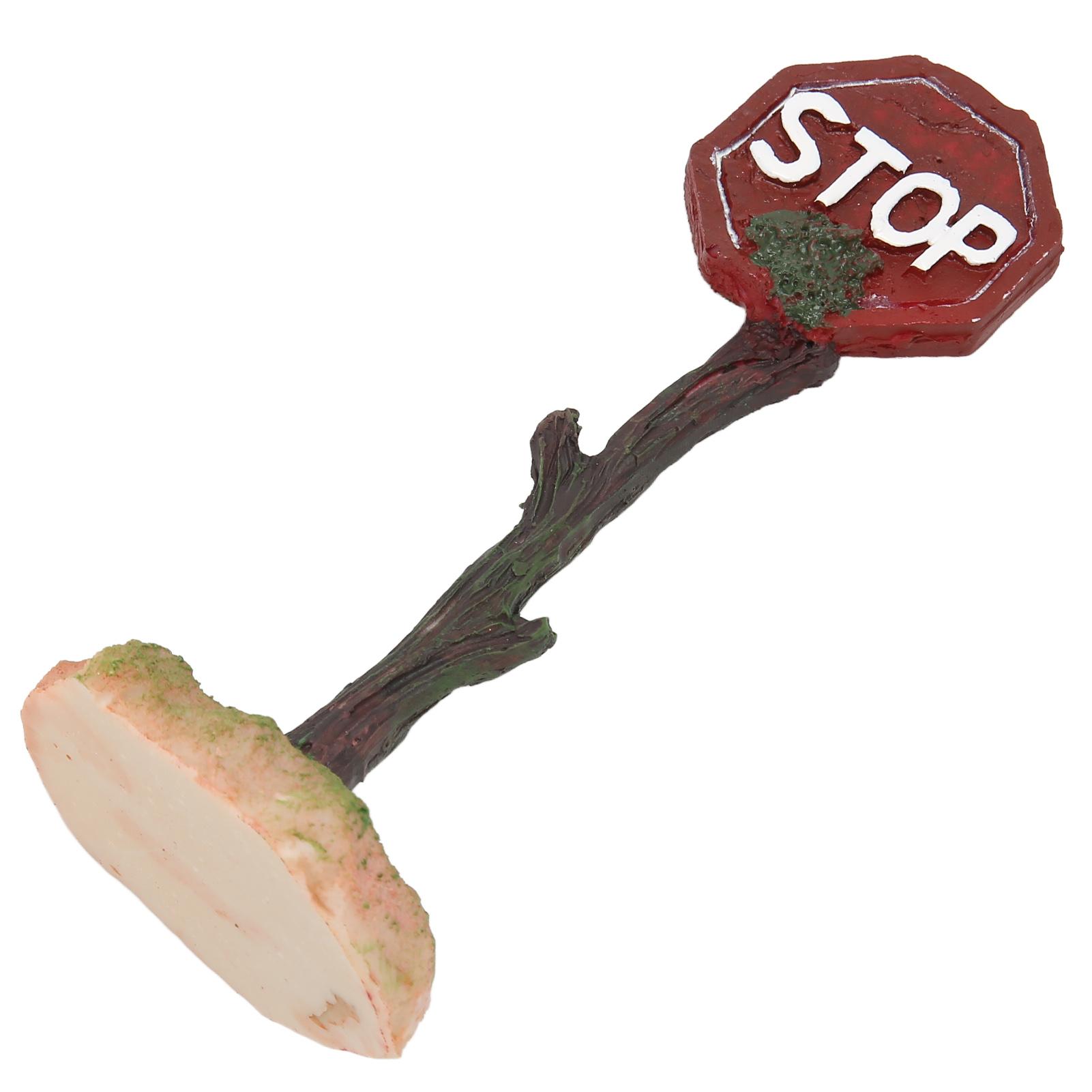 

Fish Warning Sign Decoration Simulation Resin Stop Sign Ornament for Aquarium Landscaping