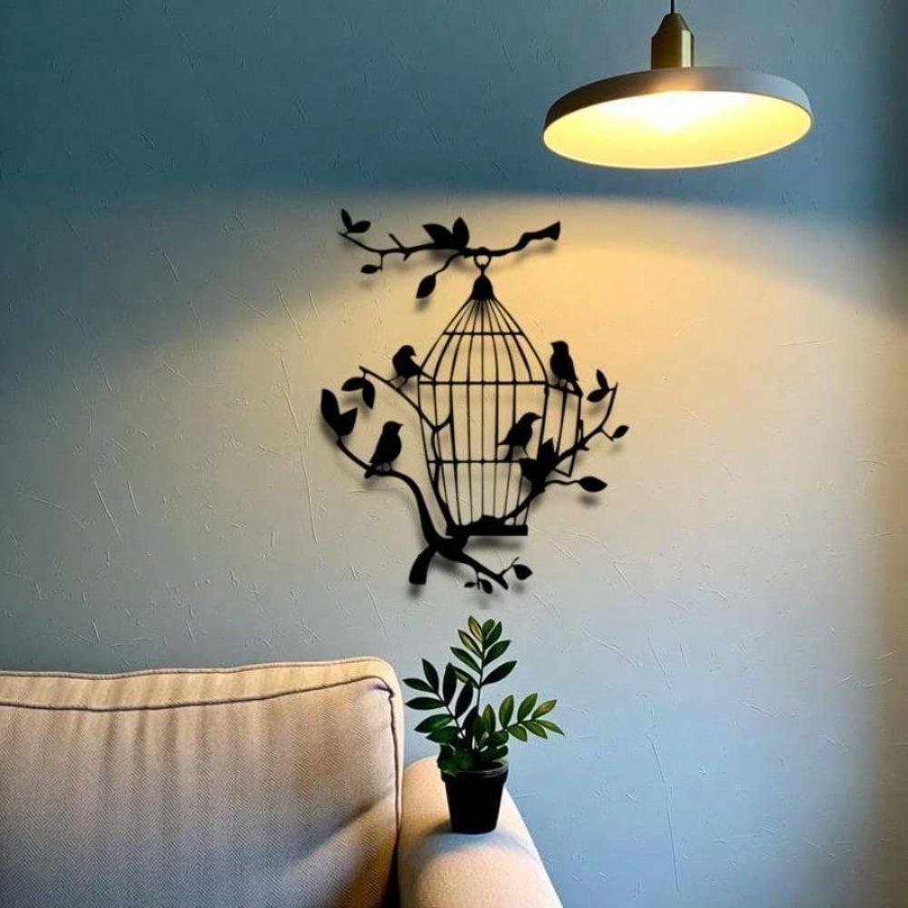 Metal Wall Decor Farmhouse Bird Cage Rustic Home Art for Living Room Bedroom Office