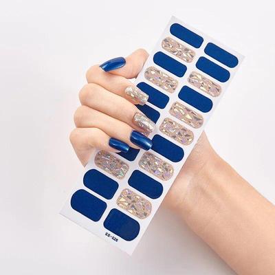 Backfreie, modische blaue Diamanten-Nagelkunst-Aufkleber-Kollektion, Maniküre, DIY-Nagellack-Streifen, Wraps für Party-Dekor