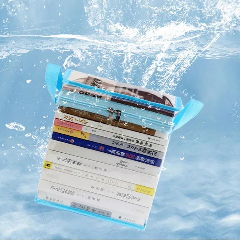 Foldable Student Book Organizing Bin Box Household Large Capacity Transparent Dustproof Collection Container Books Clothes Snacks Organizer Pouch