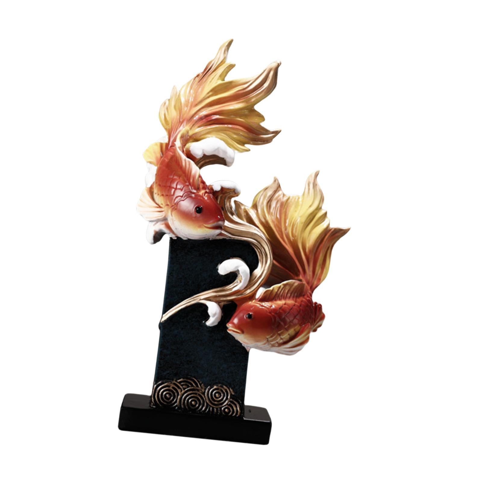 Feng Shui Carp Statue Desktop Ornament Figurine Creative Chinese Feng Shui Fish Resin Fish Statue for Bookcase Shop Cabinet