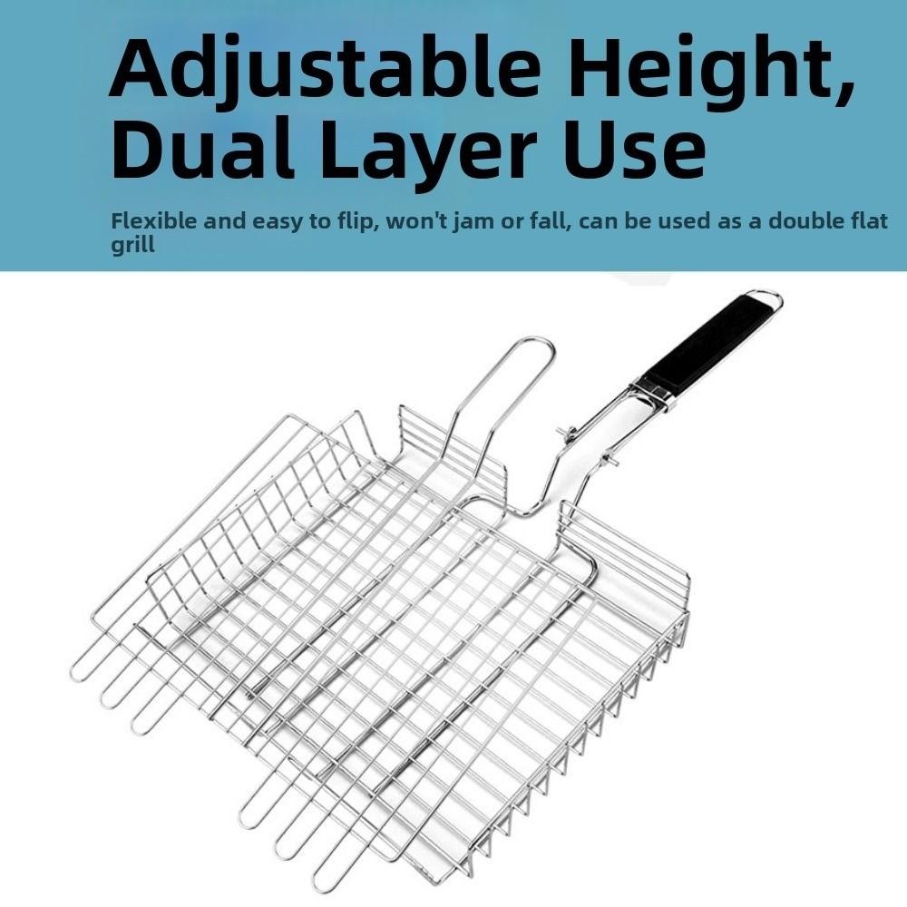 Folding BBQ Rack Portable Barbecue Mesh Mat Easy To Clean Fish Grill Basket  Outdoor