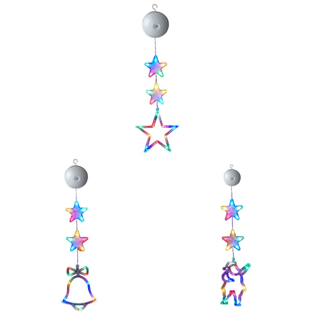 

3 Pack Christmas LED Curtain Light Multicolor Window Decoration Light (Star)