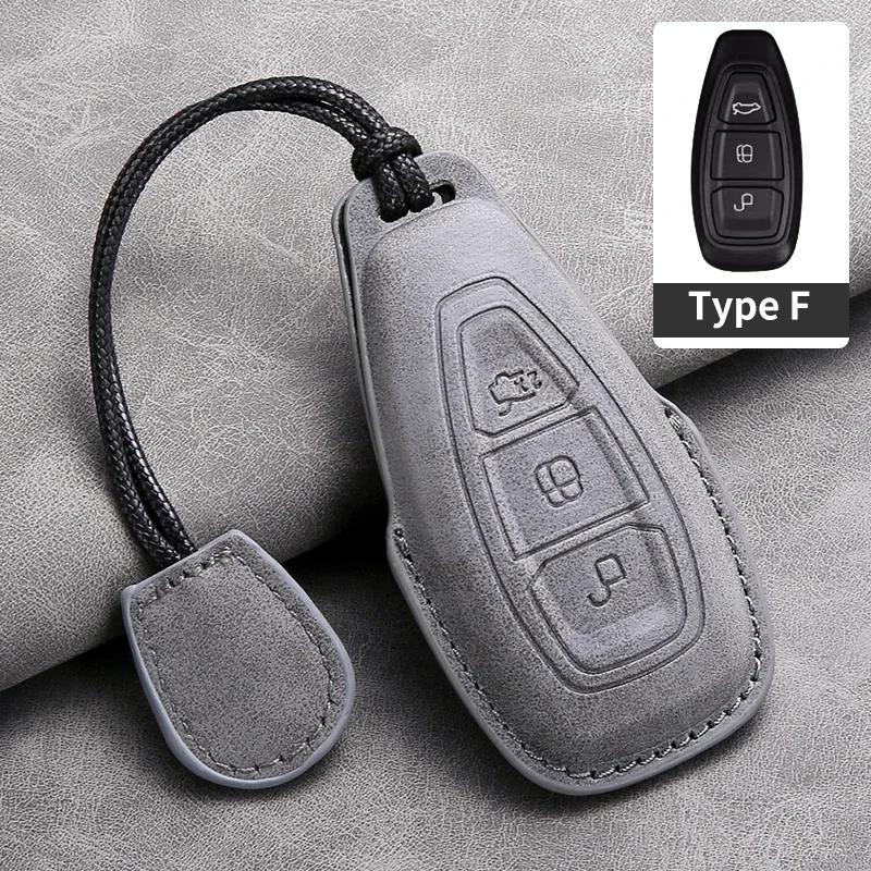 Leather 3 Buttons Car Flip Key Case Cover for Ford Figo 2017 Mondeo 5 Ecosport Puma 2020 Fiesta Mk8 Everest Ranger Protector Fob
