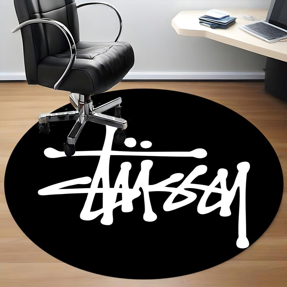 1PC Stussy Office Round Rug, Non-slip, Soft and Durable Office Rug for Interior Decoration, Perfect for Office, Beautiful Decoration