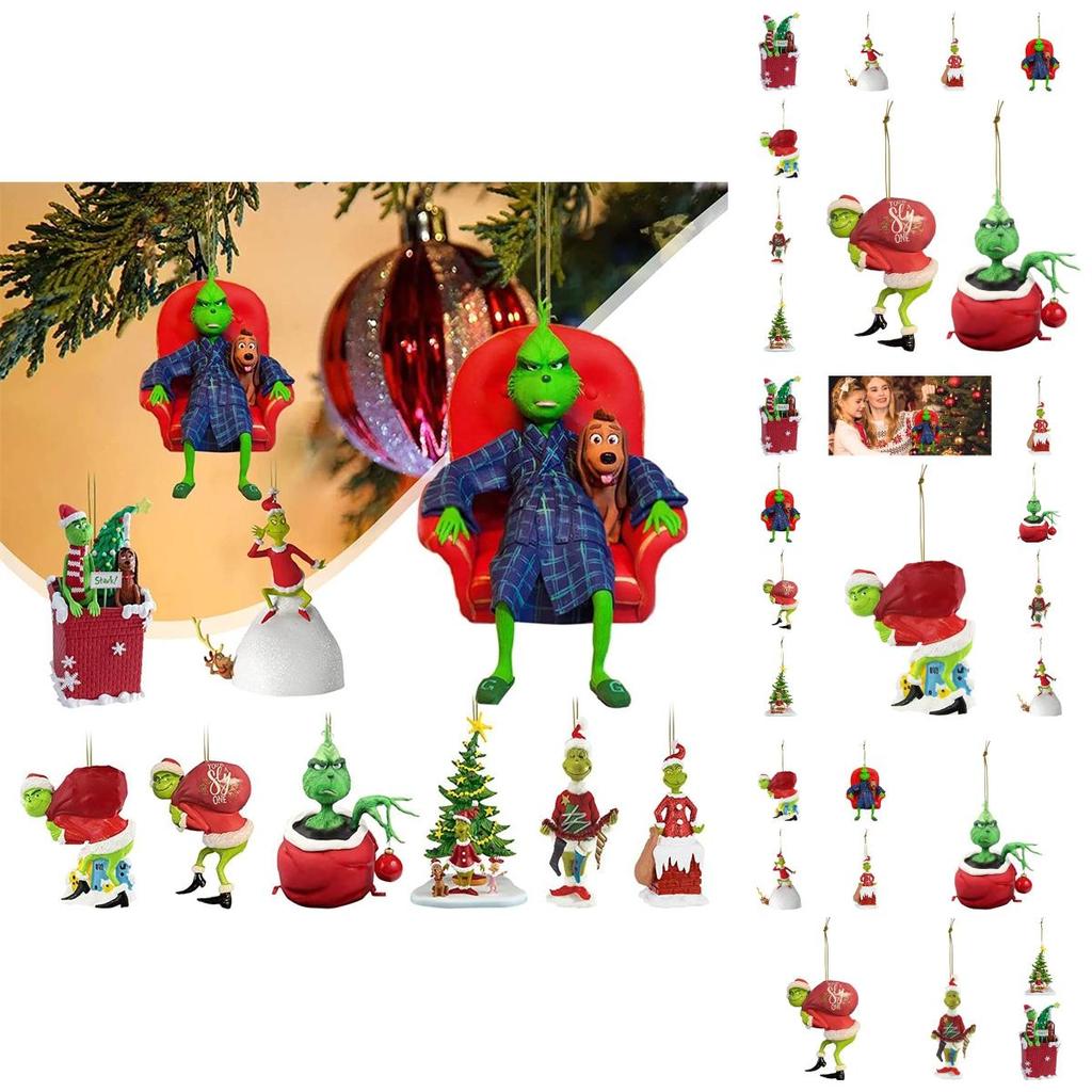 Green Furry Christmas Tree Ornament Acrylic Material Cartoon Style Festive Decoration