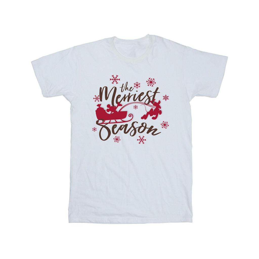 Disney Girls Mickey Mouse Sleigh Cotton T-Shirt