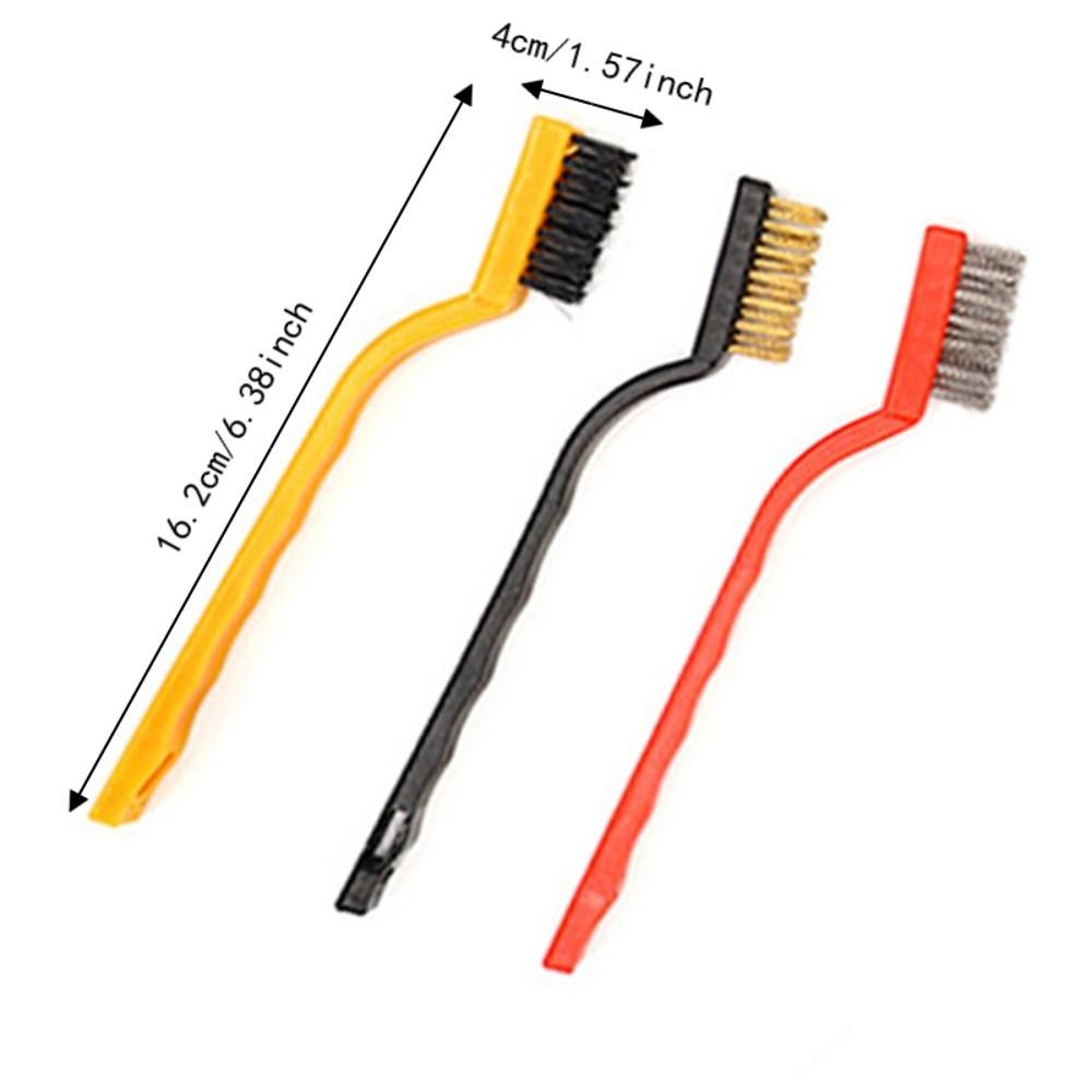 6pcs Curved Handle Metal Detail Brushes Wire Brush Rust Remover Brushes Wire Brush Set Range Hood