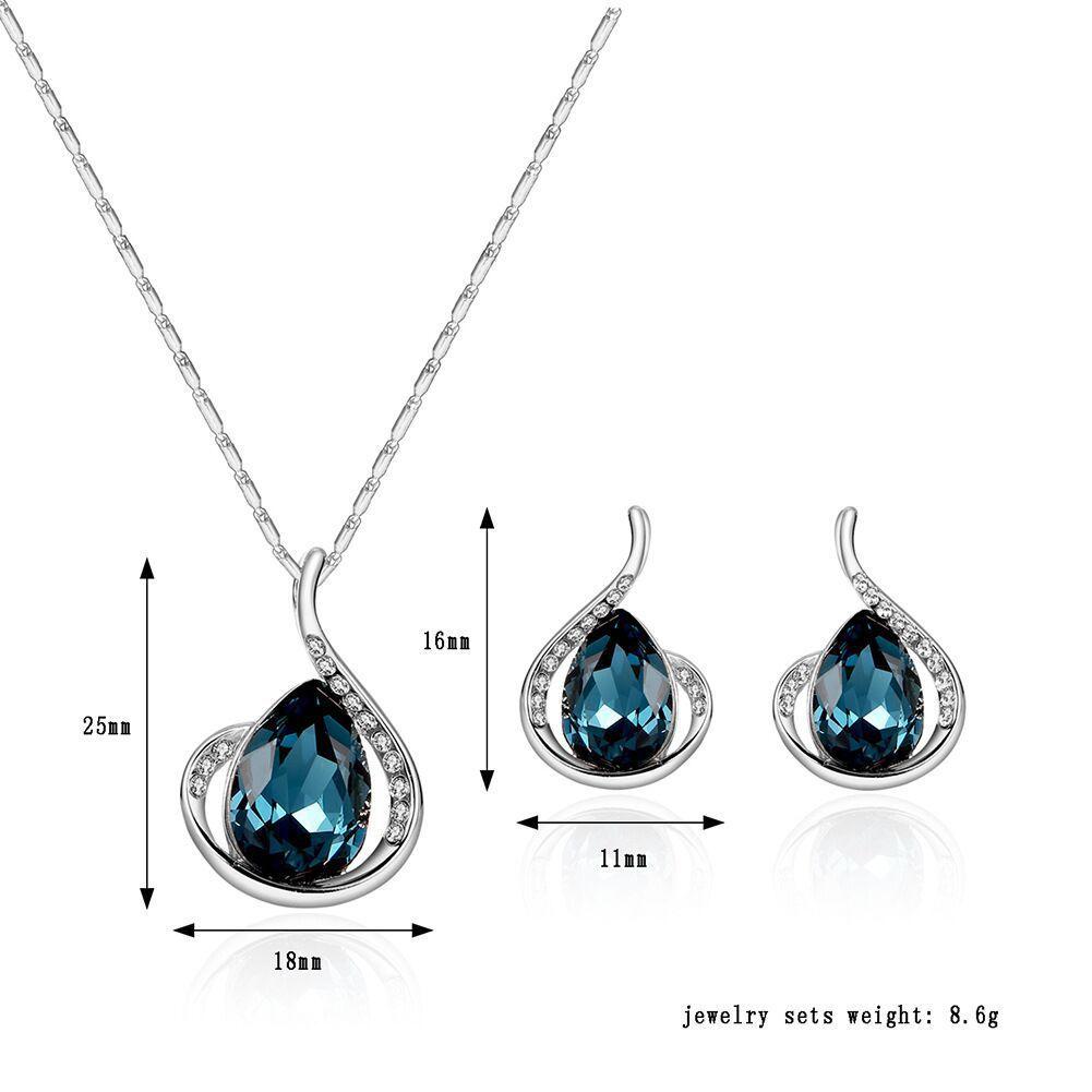 1set/3pcs (Necklace + Earrings) Women's Elegant Jewelry Set Fashion Versatile Diamond Crystal Gourd Jewelry Set