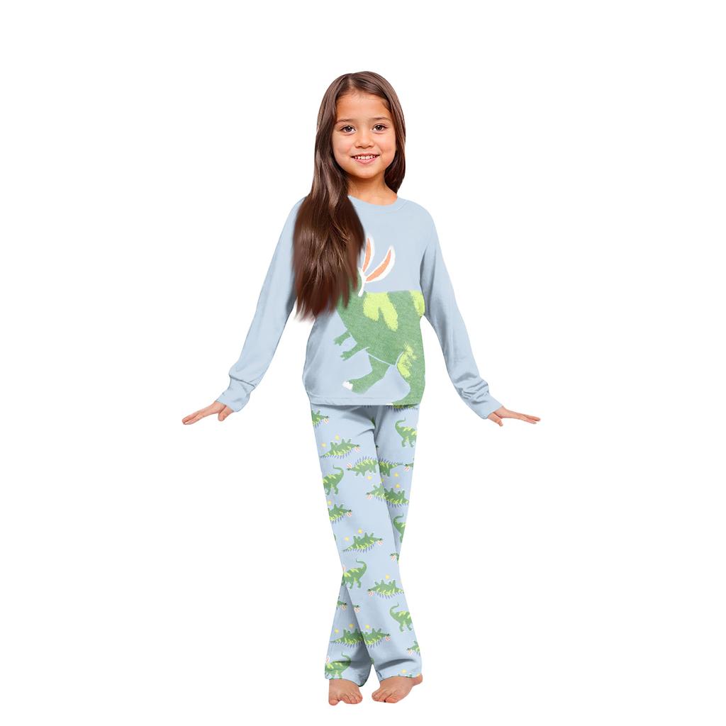 Easter-print Matching Family Loungewear Set With Long-sleeve Tops And Pants