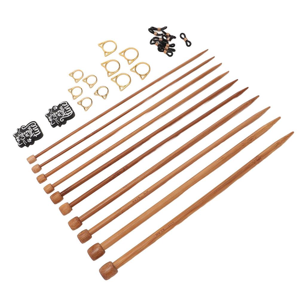 10PCS Bamboo Needles Cat Needle Stoppers and Stitch Markers Non Slip Stitch Rings for Sweater