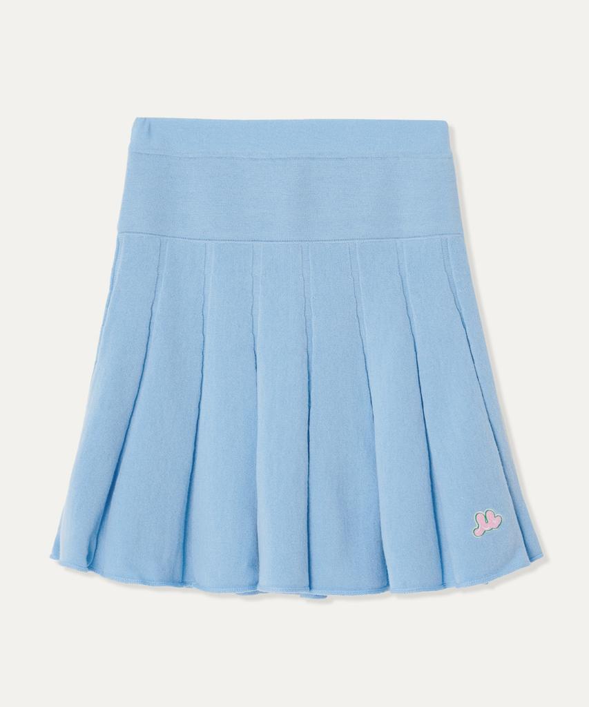 MAYOL M Embroidered Pleated Knit Skirt_Sky Blue