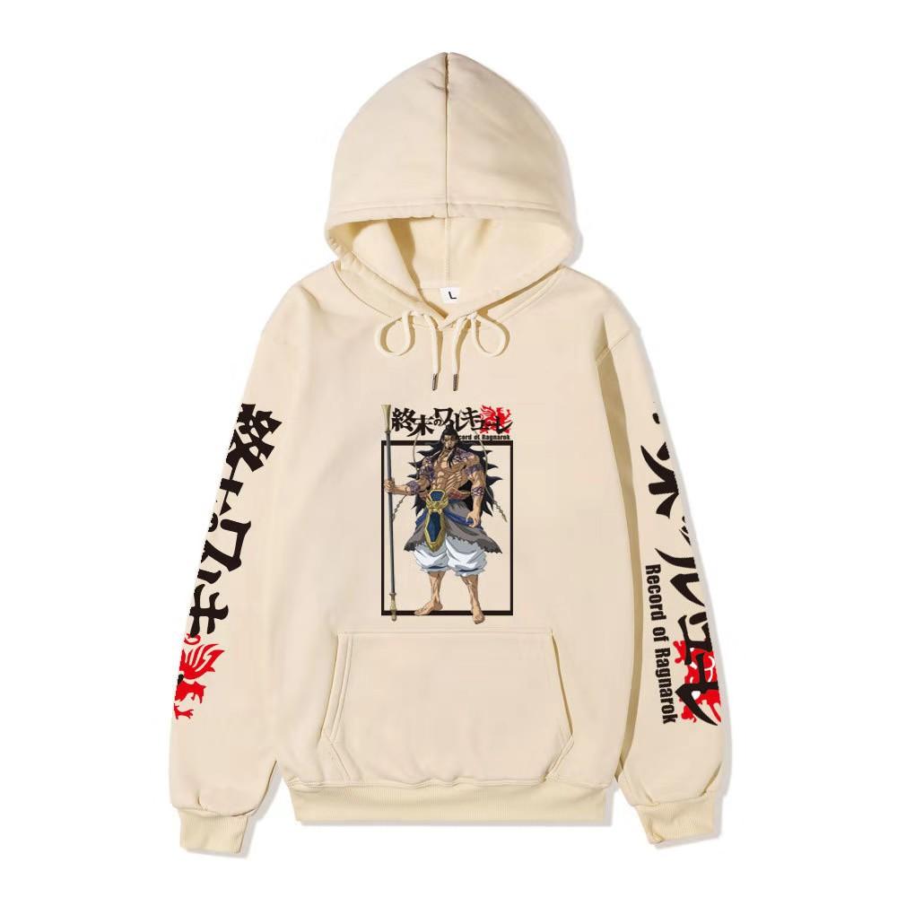 Record of Ragnarok Lu Bu Vollfarbiger Anime Hoodie Japanischer Drachen-Ärmeldruck Lässiger Pullover mit langen Ärmeln Sweatshirt