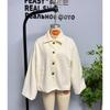 Womens Short Wool Blend Coat Street Style Button Front Shirt Collar Outerwear Fall Winter