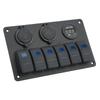 20A 6 Gang Rocker Switch Panel 12V 24V Blue Light Waterproof for Boats Ships Cockpits SUV Trucks