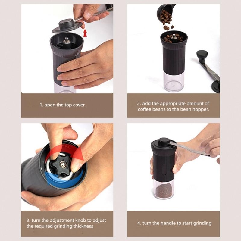 Portable Manual Coffee Grinders Compact Designs Nonrust Steel Burr Adjustable Coarseness For Travels Camping Office Use