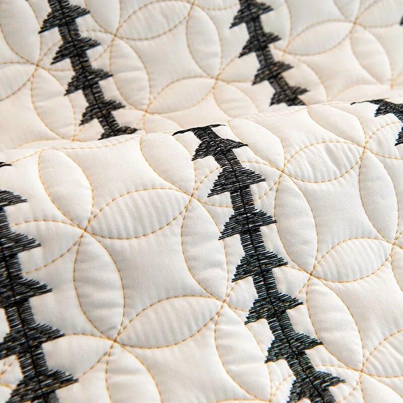Washed Cotton Embroidered Stripe Sofa Mat Living Room Universal Sofa Slipcover Non-Slip Solid Color Couch Cushion Backrest Towel