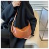 Women's Faux Leather Crescent Bag, Soft Dumpling Shoulder Crossbody Purse, Zipper Closure Handbag for Daily Use