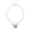 Heart-shaped Scallion powder Sequin Pendant Best Friend Chain Lovely BFF Friendship Necklace for Friend Girl 2 Pcs/Set