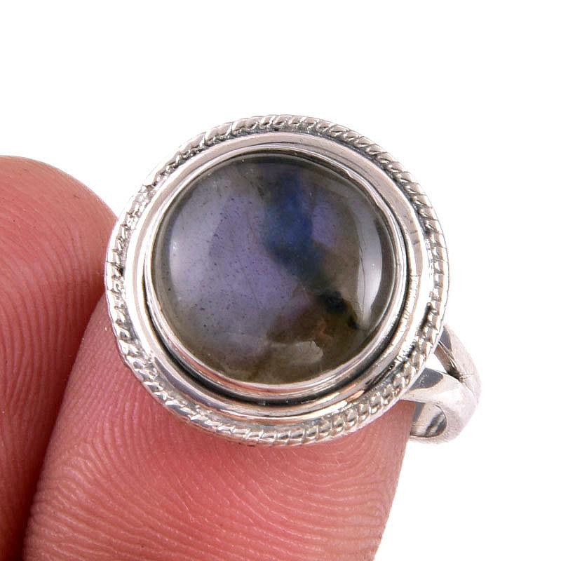 

Natural Labradorite Gemstone 925 Solid Sterling Silver Jewelry Ring Size 8 z6C00