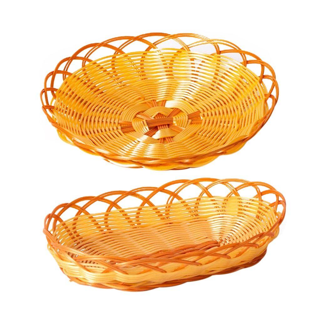 Kunststoff Imitation Rattan Korb Rund Obstkorb Neuer Lebensmittelteller Frühstück Kuchen Snack