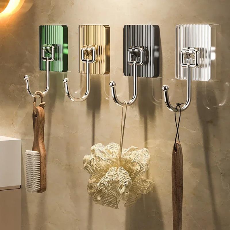 Luxushaken Edelstahl Küchen-Badezimmerhaken Nicht perforierter Metallhaken Stark Spurlos Tür Selbstklebend Hängehaken