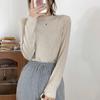 Spring 2025 Women's Knit High Neck Slimming Long Sleeve T-Shirt