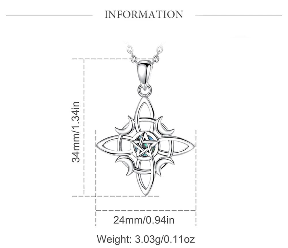 Witchcraft Celtic Knot Triple Moon Goddess Geometry Necklace for Women Wicca Witches Pentagram Pendant Necklace Amulet Jewelry